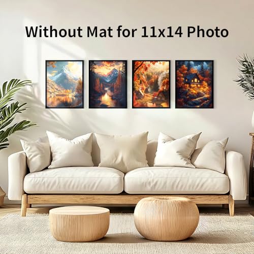 Serwrsw 11x14 Black Picture Frame with Double White Mat 4 Pack, 11 by 14 Family Wedding Frame Fits 3 Photo Sizes, with Mat for 5x7 or 8x10, without Mat for 11x14, Display on Tabletop or Wall - Image 5