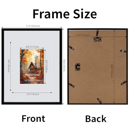 Serwrsw 11x14 Black Picture Frame with Double White Mat 4 Pack, 11 by 14 Family Wedding Frame Fits 3 Photo Sizes, with Mat for 5x7 or 8x10, without Mat for 11x14, Display on Tabletop or Wall - Image 3