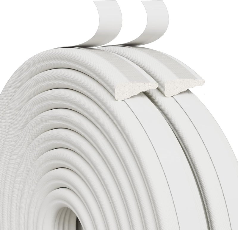 Vannesse Weather Stripping Door Seal, 118 inch Wedge Window Seal Strip, Soundproofing,Strong Adhesive,Lightproof,Noise-Reduction,Weatherproof Foam Tape Insulation for Sliding Door, Door Frame- White - Image 1