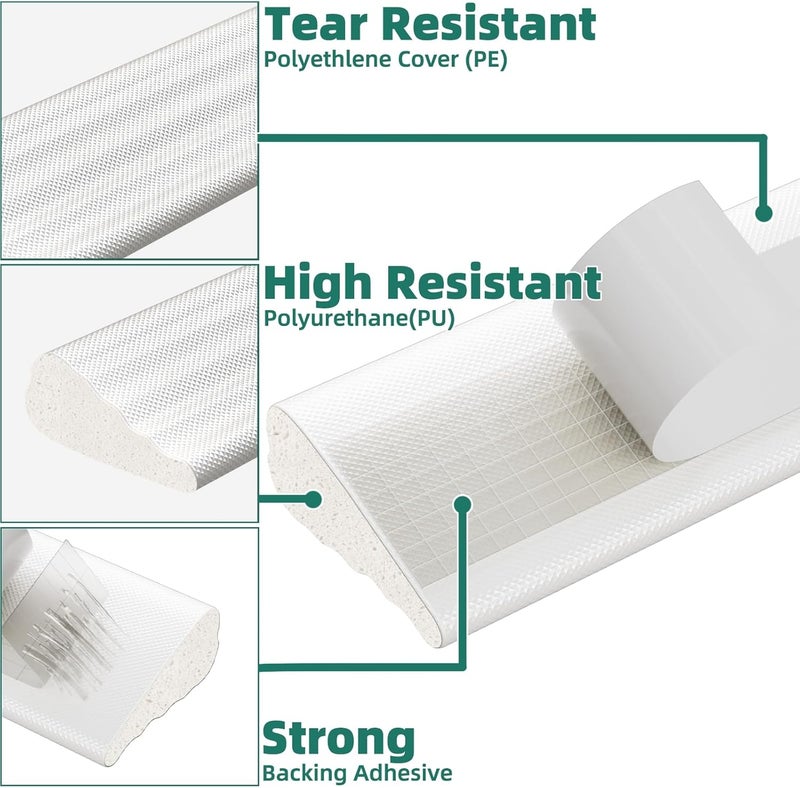 Vannesse Weather Stripping Door Seal, 118 inch Wedge Window Seal Strip, Soundproofing,Strong Adhesive,Lightproof,Noise-Reduction,Weatherproof Foam Tape Insulation for Sliding Door, Door Frame- White - Image 5