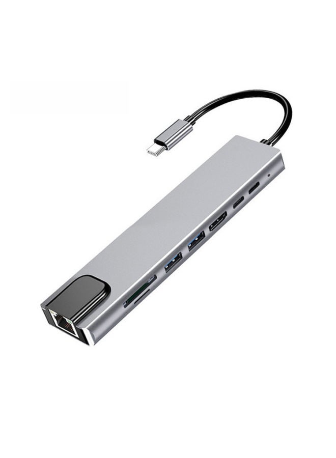 Typec Expansion Dock Is Suitable For Huawei Apple Macbook Notebook 8-in -1 Docking Station-color:space Gray - Image 5