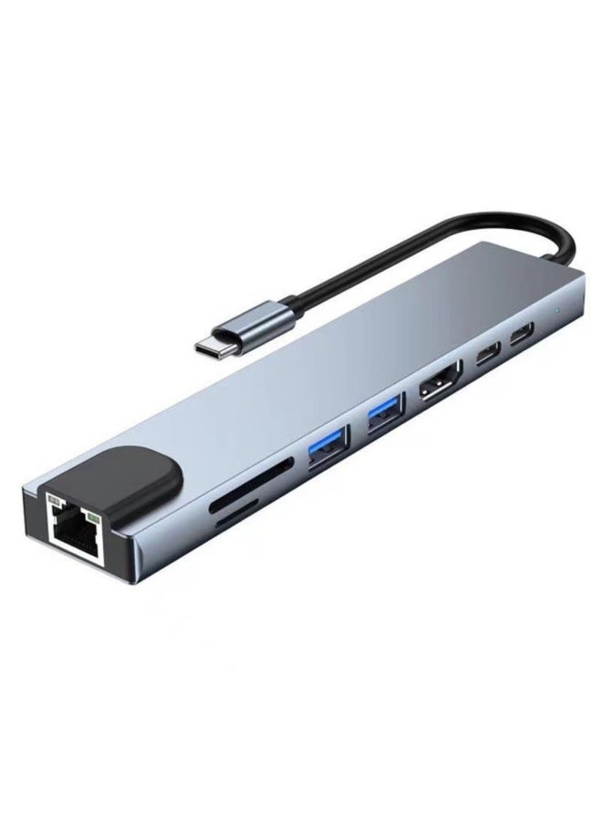 Typec Expansion Dock Is Suitable For Huawei Apple Macbook Notebook 8-in -1 Docking Station-color:space Gray - Image 2