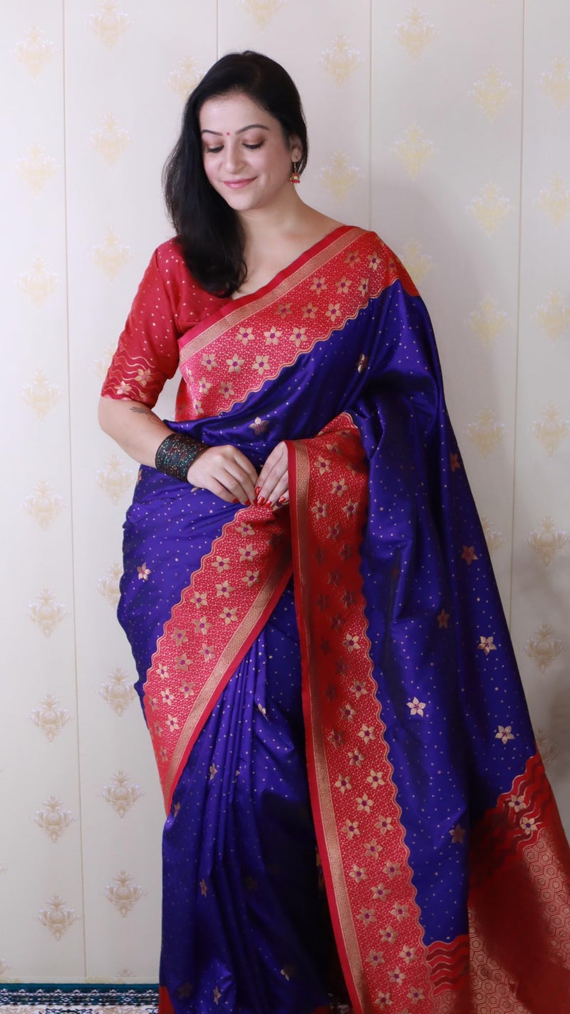 SGF11 Women's Kanjivaram Soft Silk Saree With Unstitched Blouse Piece (Violet) - Image 3