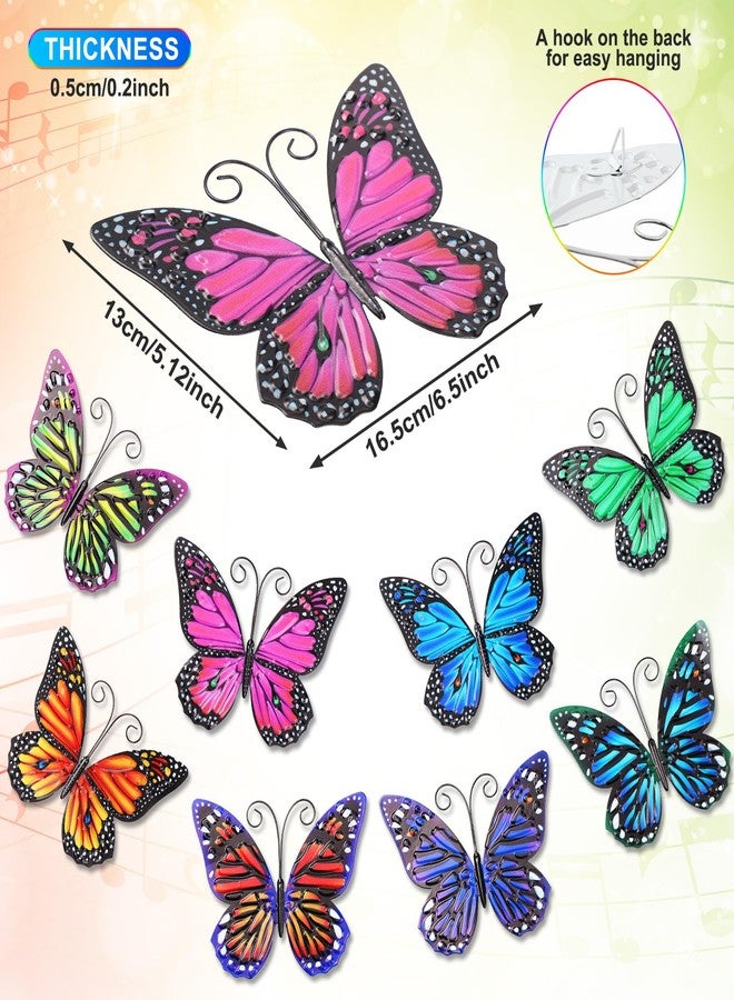 جيتك مجموعة جيتك من 8 قطع من زينة الفراشات المعدنية الجدارية، فراشات بطول 6.5 بوصة، زينة فنية خارجية للأسوار والحدائق والفناءات، مثالية لتزيين حفلات الانتقال إلى منزل جديد وأعياد الميلاد وحفلات الزفاف (تصميم جميل). - Image 2