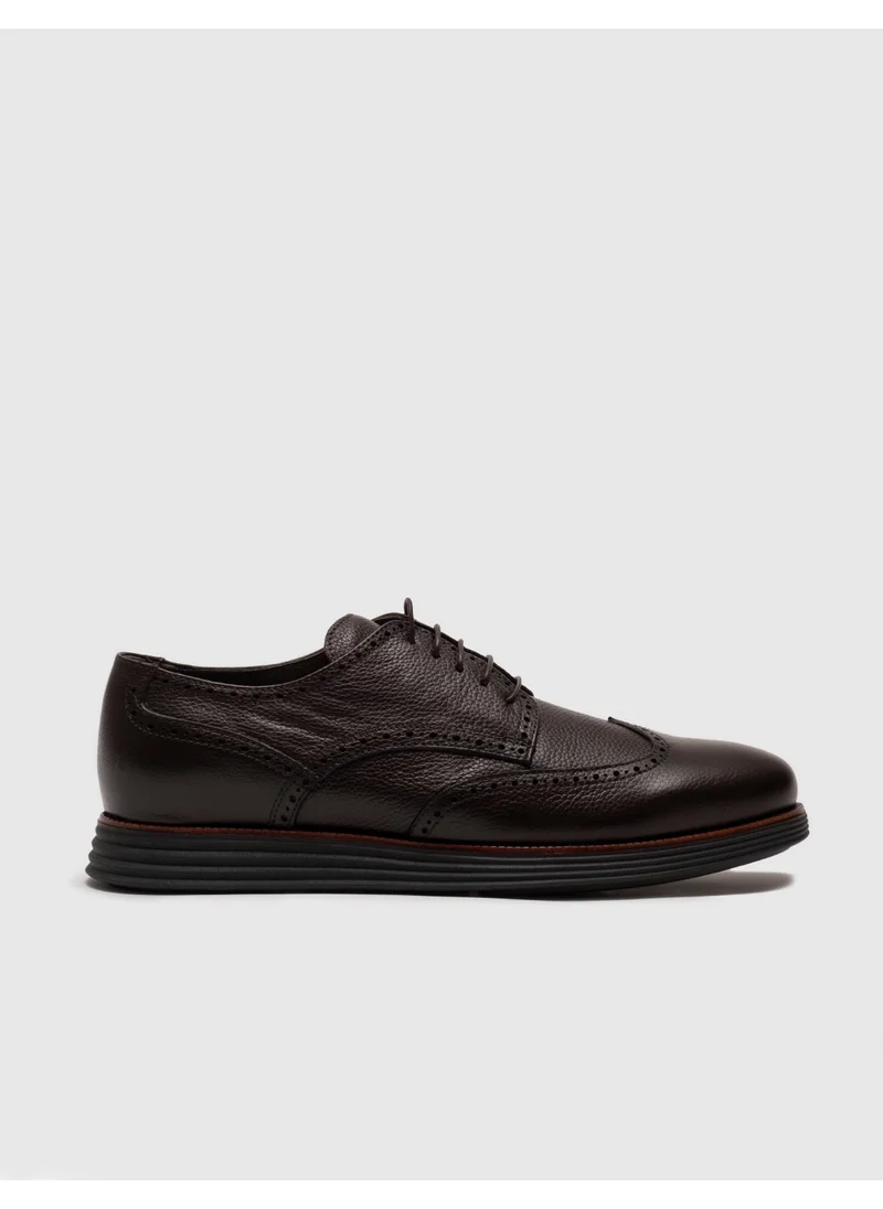 كاباني Leather Brown Lace-Up Men's Casual Shoes