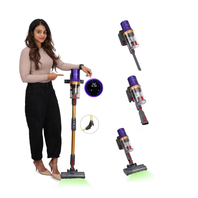 STARQ 2in1 Flexibend Vacuum Cleaner Handheld Foldable Stick 400W Touchscreen Laser Guided Brush 28 Kpa Strong Cyclonic Suction HEPA Filter Cordless Bagless Rechargeable Upto 60min Runtime - Image 1