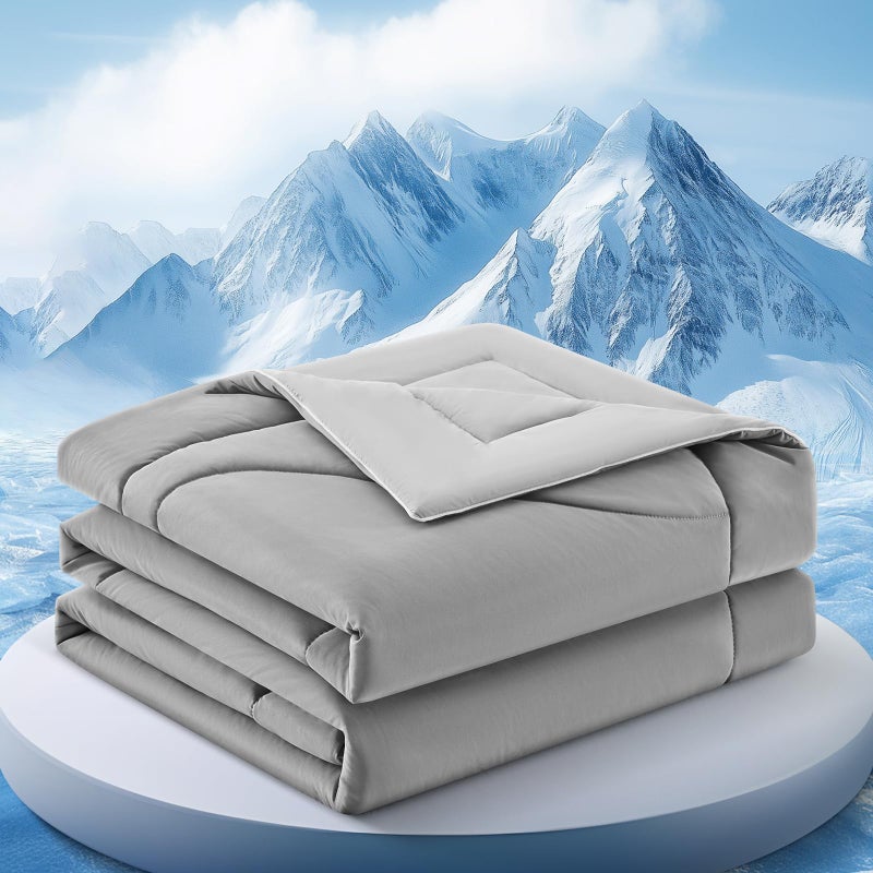 FineMay Cooling Comforter Queen Size DoubleSided Cooling Blanket for Hot Sleepers  Night Sweats ArcChill QMax  04 Breathable Ice Blanket Lightweight Cold Comforter 80x90 Light Grey