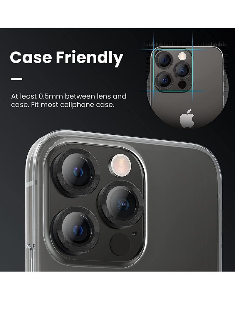 Raxoom iPhone 13 Pro - Max Camera Lens Protector, 9H Tempered Glass Cover Screen Protector Metal Individual Ring 13Pro 6.1 inch ProMax 6.7 2021 - Image 2
