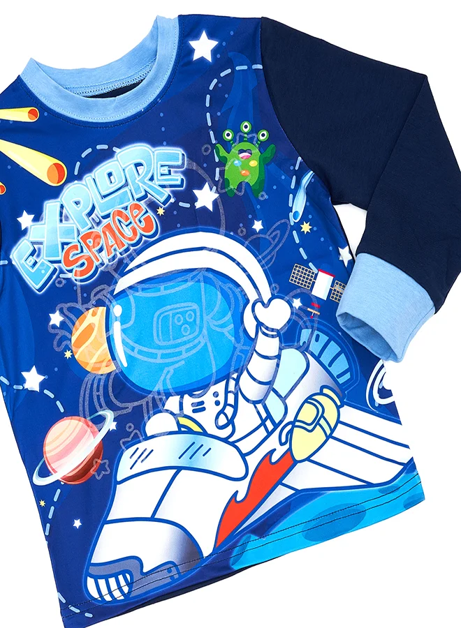 babyqlo Astronaut Adventure Glow-in-the-Dark Cotton Pajama Set for Boys