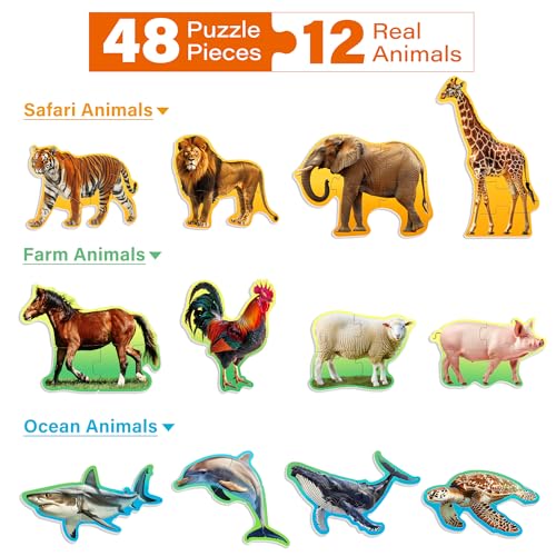 BenBen Puzzles for Toddlers 2412 Animal Puzzles 3 Levels StepbyStep ColorCoded Jigsaw Puzzles 48 Pieces Total Educational Montessori Toys for Preschool Girls Boys - Image 5