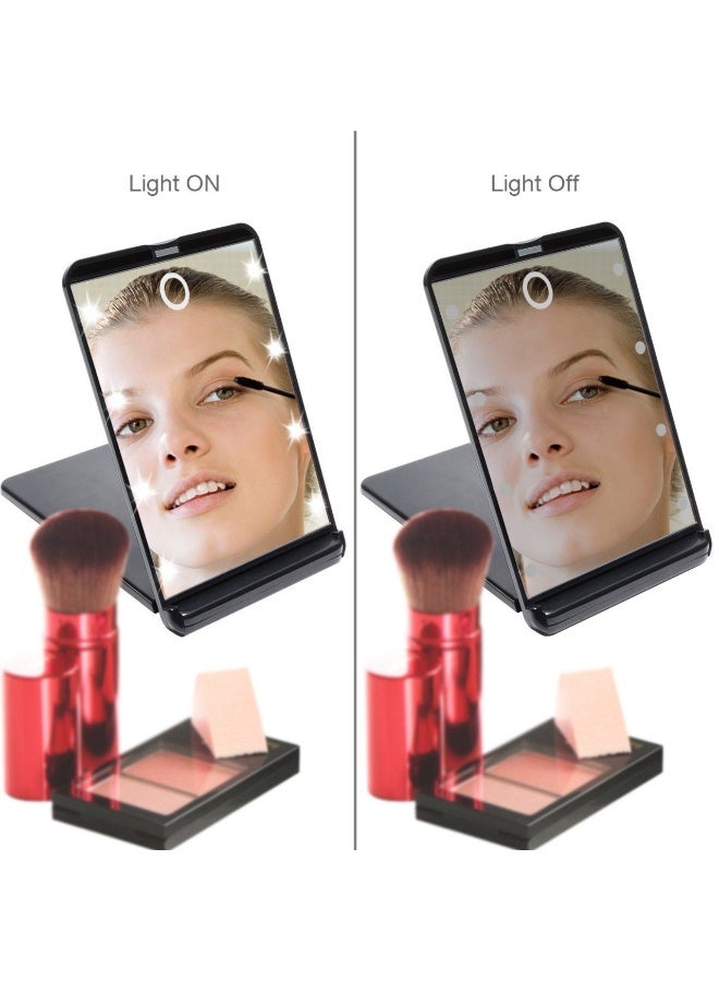 Portable Folding LED Makeup Mirror Handheld Dual Fold Student Beauty Health Cosmetic Mirror with 8 LED Light Beads  - Image 3