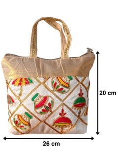 Kuber Industries Kuber Industries Embroidery Small Hand Bag, Tote Bag, Purse For Daily Trips, Travel, Office & All Occasions For Women & Girls (Gold)-HS_38_KUBMART21477  - Image 5
