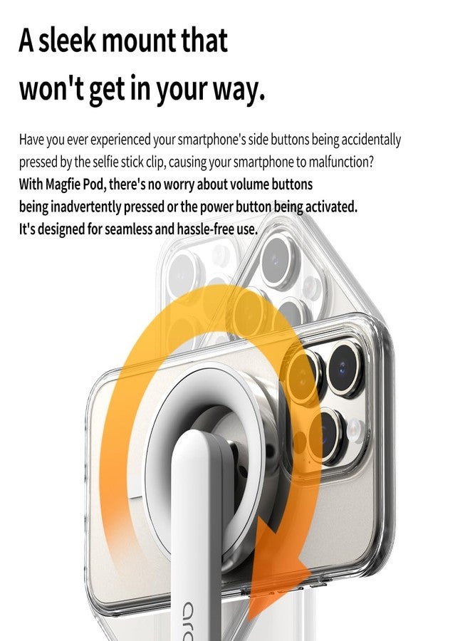 araree MAGFIE Pod, Magnetic Selfie Stick Tripod Compatible with MagSafe, 27" Extendable Selfie Stick, with Wireless Remote Control for iPhone 15 14 13 & All Phones with MagSafe functionality - Blue - Image 3