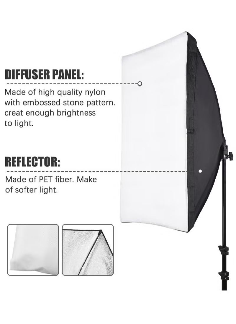 Photography SoftBox Lighting Kit with 2 Pcs 105W White Bulb and SoftBox, Carry Bag for Portrait Product Shooting