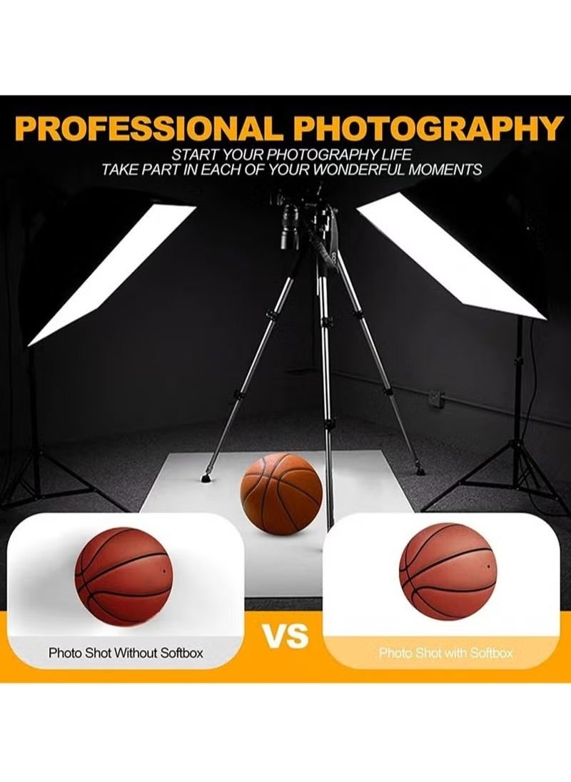 Photography SoftBox Lighting Kit with 2 Pcs 105W White Bulb and SoftBox, Carry Bag for Portrait Product Shooting