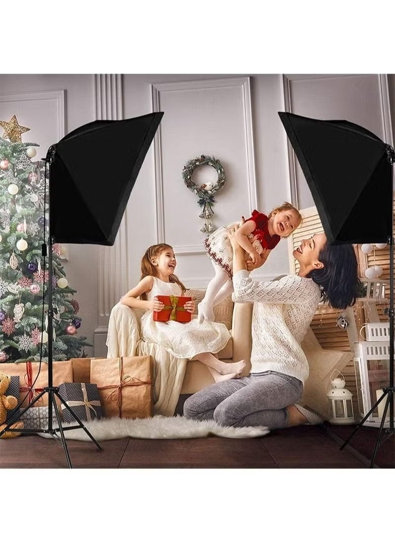 Photography SoftBox Lighting Kit with 2 Pcs 105W White Bulb and SoftBox, Carry Bag for Portrait Product Shooting