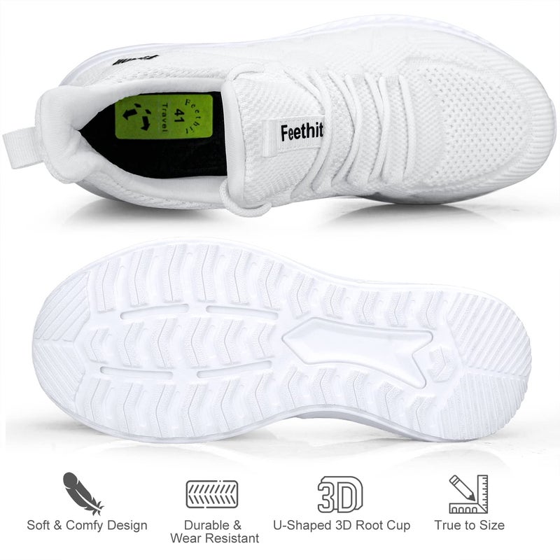 Feethit Mens Slip on Running Shoes Casual Non Slip Walking Sneakers Comfortable Tennis Shoes for Gym Jogging White 11 - Image 5