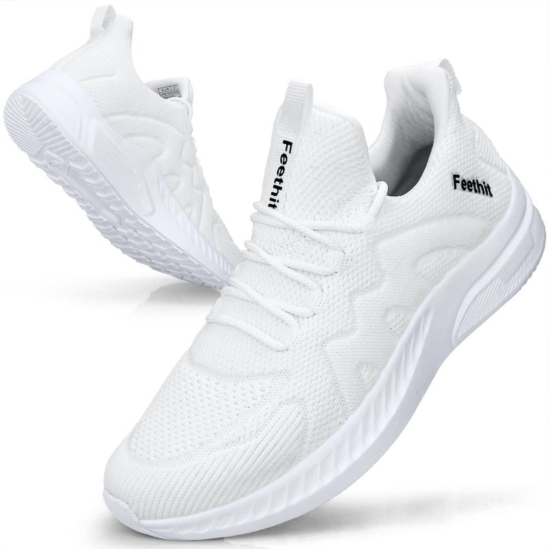 Feethit Mens Slip on Running Shoes Casual Non Slip Walking Sneakers Comfortable Tennis Shoes for Gym Jogging White 11 - Image 1