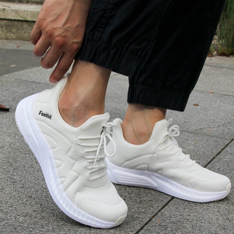 Feethit Mens Slip on Running Shoes Casual Non Slip Walking Sneakers Comfortable Tennis Shoes for Gym Jogging White 11 - Image 2