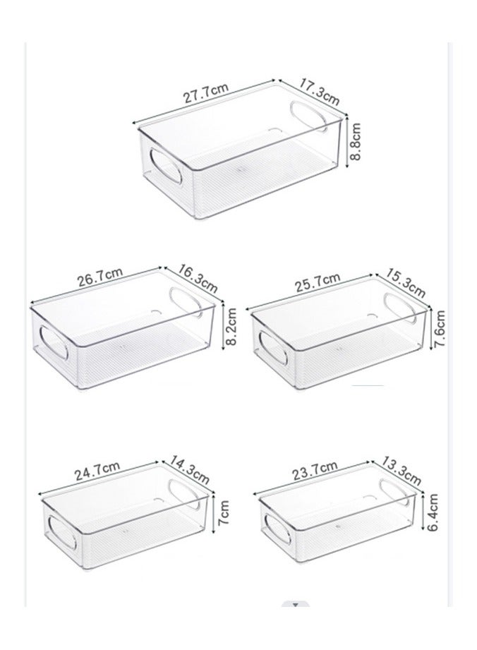 فولانري صناديق تخزين الثلاجة، صناديق تنظيم الثلاجة البلاستيكية الشفافة الصالحة للطعام، حاويات منظمات الثلاجة والفريزر، منظمات المطبخ وملحقاتها للأطعمة والمشروبات والفواكه والخضروات والحبوب (5 قطع) - Image 5