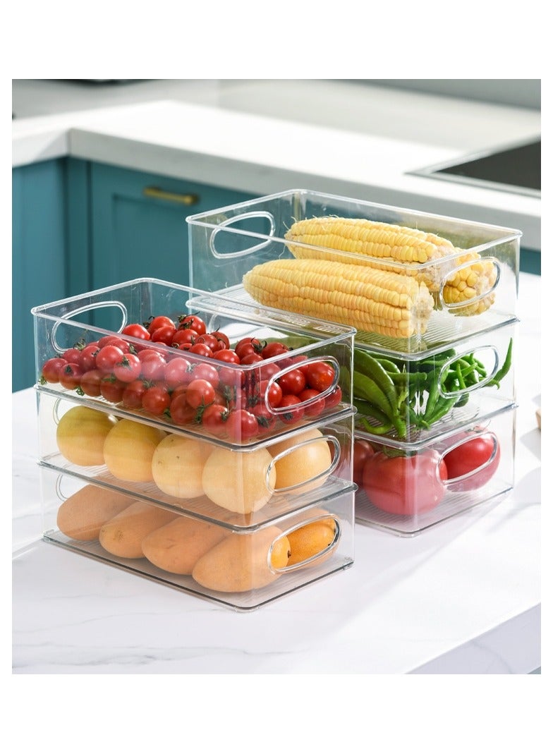 فولانري صناديق تخزين الثلاجة، صناديق تنظيم الثلاجة البلاستيكية الشفافة الصالحة للطعام، حاويات منظمات الثلاجة والفريزر، منظمات المطبخ وملحقاتها للأطعمة والمشروبات والفواكه والخضروات والحبوب (5 قطع) - Image 1