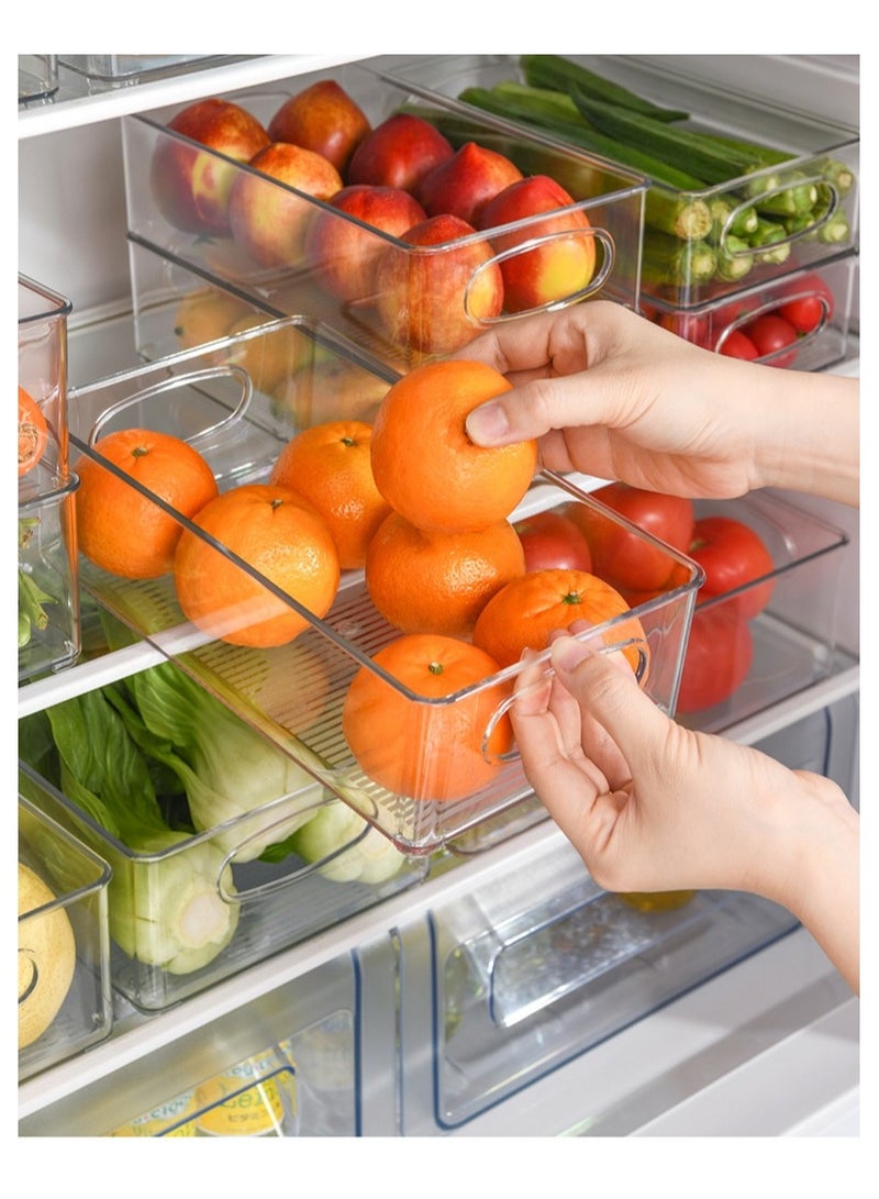 فولانري صناديق تخزين الثلاجة، صناديق تنظيم الثلاجة البلاستيكية الشفافة الصالحة للطعام، حاويات منظمات الثلاجة والفريزر، منظمات المطبخ وملحقاتها للأطعمة والمشروبات والفواكه والخضروات والحبوب (5 قطع) - Image 3