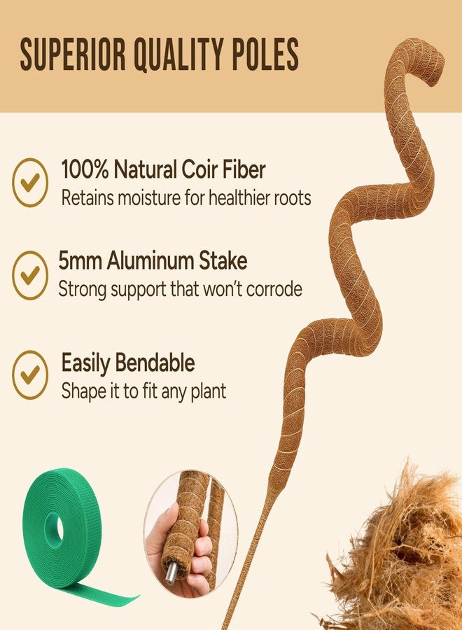 Craft911 Moss Pole Monstera Plant Support - 48” Bendable Moss Pole Monstera Plant Support, Plant Stakes for Indoor Plants, Tall Plant Sticks Support for Climbing Plants - Image 2