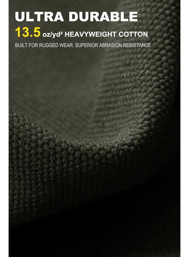Soojun Men's Loose Fit Carpenter Pants Double Knee Painters Work Pants, Moss, 42W / 28L - Image 4