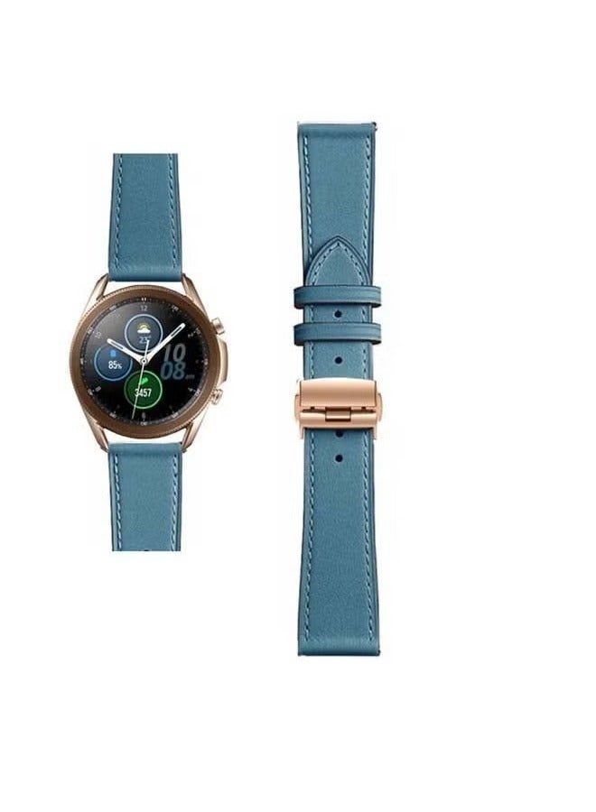 vesus Genuine Leather Replacement Band for Samsung Galaxy Watch3 45mm Blue