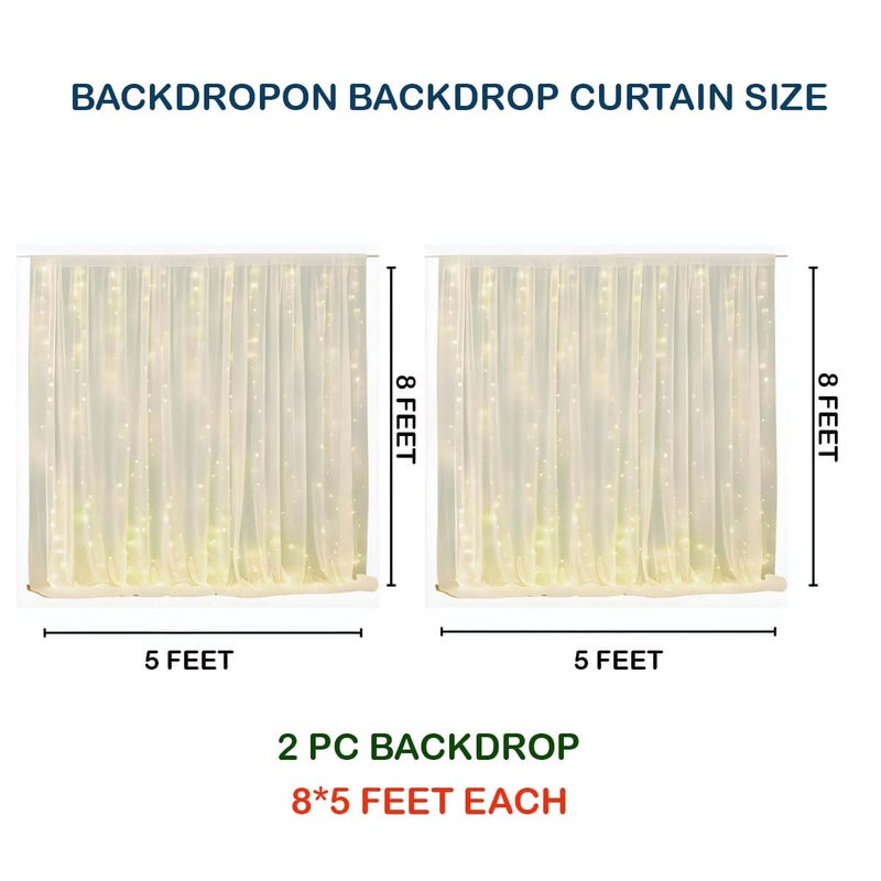 Backdropon Backdropon Traditional Backdrop Decoration Fabric -6Pcs White Net Curtain for Decoration with Lights | Backdrop for Pooja Decoration | Net Curtains for Decoration Birthday, Anniversary, Wedding, Pooja  - Image 3