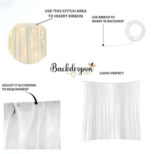 Backdropon Backdropon Traditional Backdrop Decoration Fabric -6Pcs White Net Curtain for Decoration with Lights | Backdrop for Pooja Decoration | Net Curtains for Decoration Birthday, Anniversary, Wedding, Pooja  - Image 5