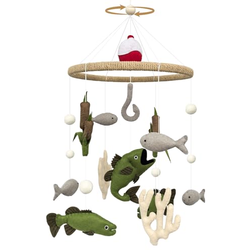 Teeloray Baby Mobile for Crib Fishing Crib Mobile for Boys Handmade Vintage Hunting Nursery Decor for Infant Bedroom Hanging Rustic Lake House Decor Gone Fishing Party Decorations Baby Shower Gift - Image 1