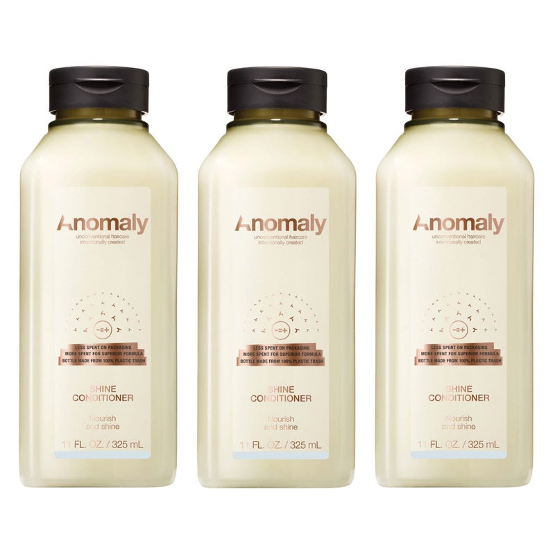 Anomaly Shine Deep Conditioner Detangler with Jojoba Oil Murumuru Butter for Dry Hair Anti Frizz Control Sulfate Free Paraben Free Eco Friendly Sustainable Ocean Plastic Packaging 11 fl oz Pack of 3