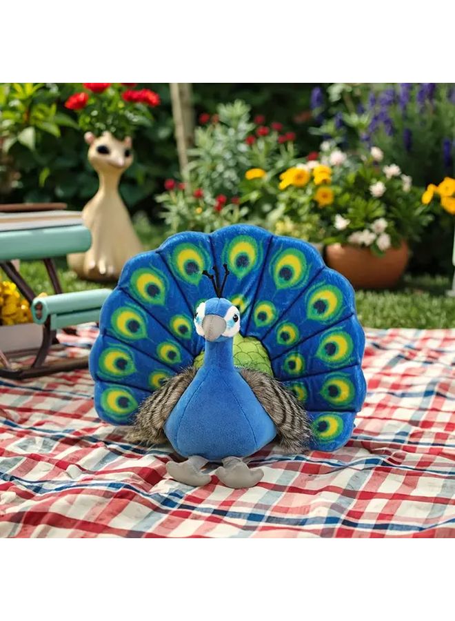 Malachite Green Realistic Peacock Plush Toy Soft Fluffy Stuffed Animal Home Decor Gift - Image 5