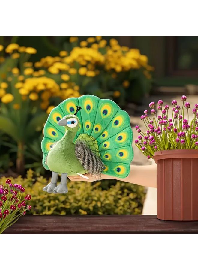 Malachite Green Realistic Peacock Plush Toy Soft Fluffy Stuffed Animal Home Decor Gift - Image 1