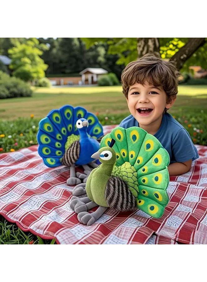 Malachite Green Realistic Peacock Plush Toy Soft Fluffy Stuffed Animal Home Decor Gift - Image 4