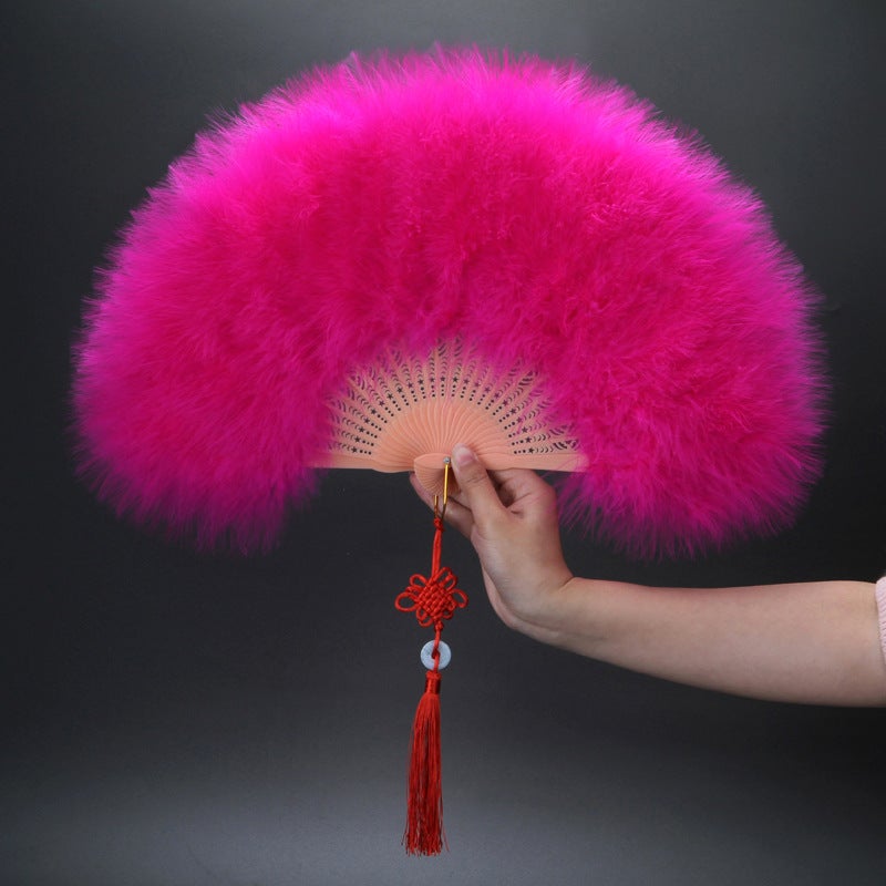 Feather Fan Stall Selling Cheongsam Dance Goose Feather Plush Jk Hanfu Po Props Square Dance Live Folding Fan - Image 3