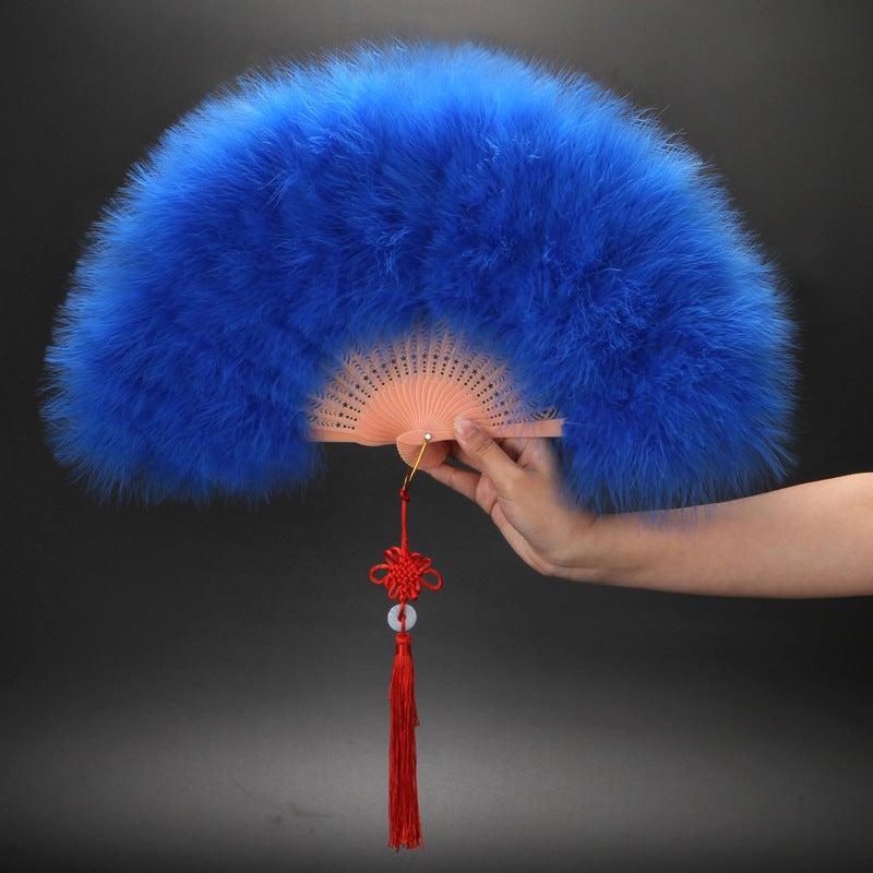 Feather Fan Stall Selling Cheongsam Dance Goose Feather Plush Jk Hanfu Po Props Square Dance Live Folding Fan - Image 1