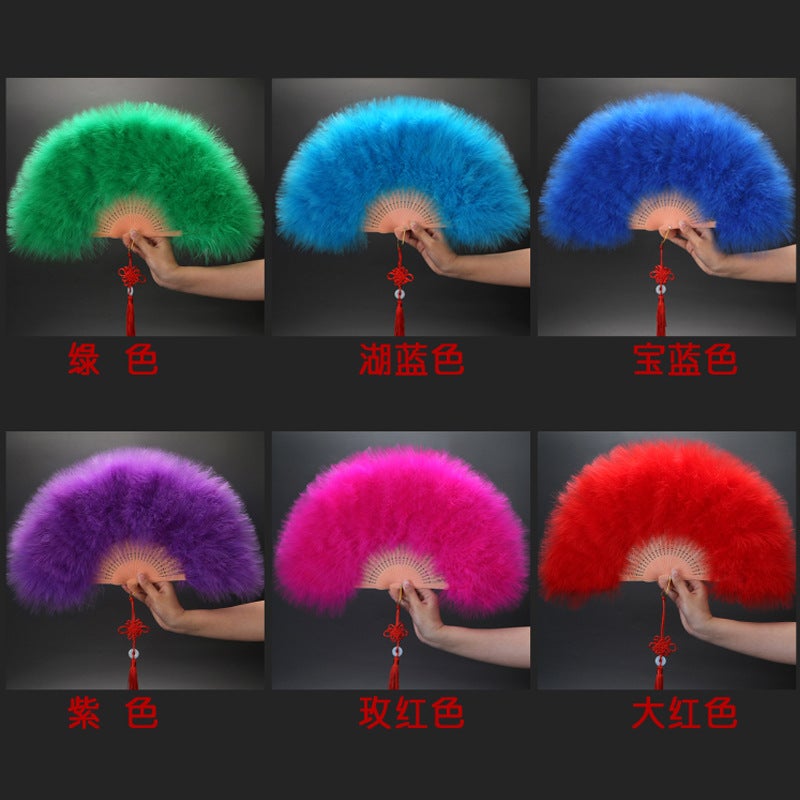 Feather Fan Stall Selling Cheongsam Dance Goose Feather Plush Jk Hanfu Po Props Square Dance Live Folding Fan - Image 4