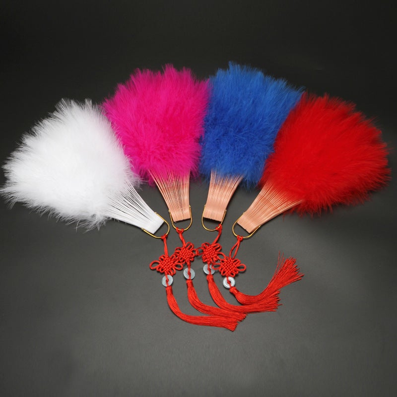 Feather Fan Stall Selling Cheongsam Dance Goose Feather Plush Jk Hanfu Po Props Square Dance Live Folding Fan - Image 5