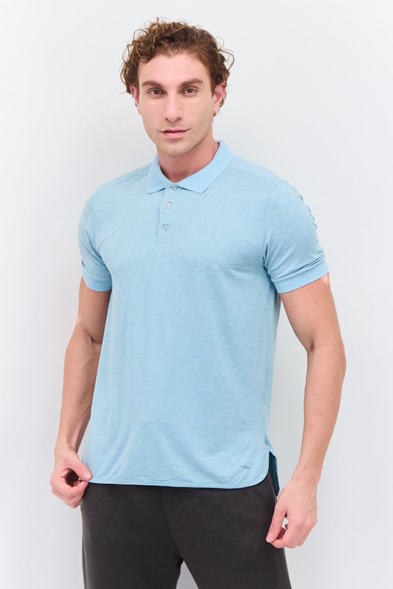 MOTION Men Sportswear Fit Short Sleeves Training Polo Shirt, Sky Blue - Image 1