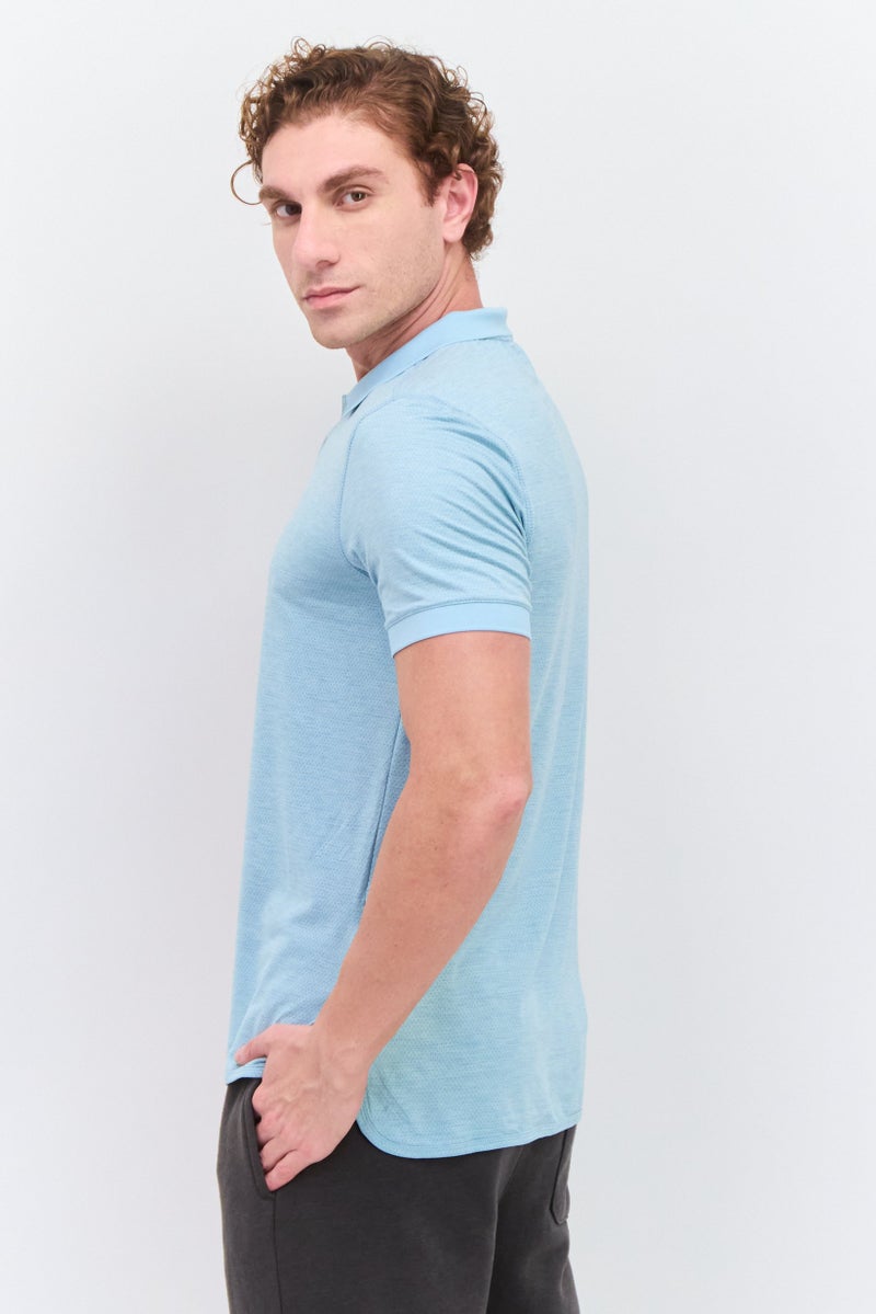 MOTION Men Sportswear Fit Short Sleeves Training Polo Shirt, Sky Blue - Image 3