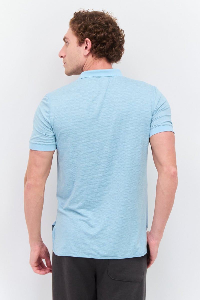 MOTION Men Sportswear Fit Short Sleeves Training Polo Shirt, Sky Blue - Image 2