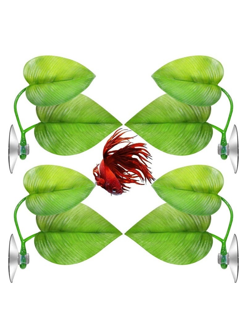 أخبار أرجوحة من 4 قطع من أوراق الشجر لسرير بيتا لأسماك البيتا، خفيفة الوزن وواقعية، وسادة أوراق السمك، ملحقات سرير أوراق الشجر الاصطناعية المزخرفة لحوض السمك، ديكور حوض السمك (ورقة مزدوجة) - Image 1