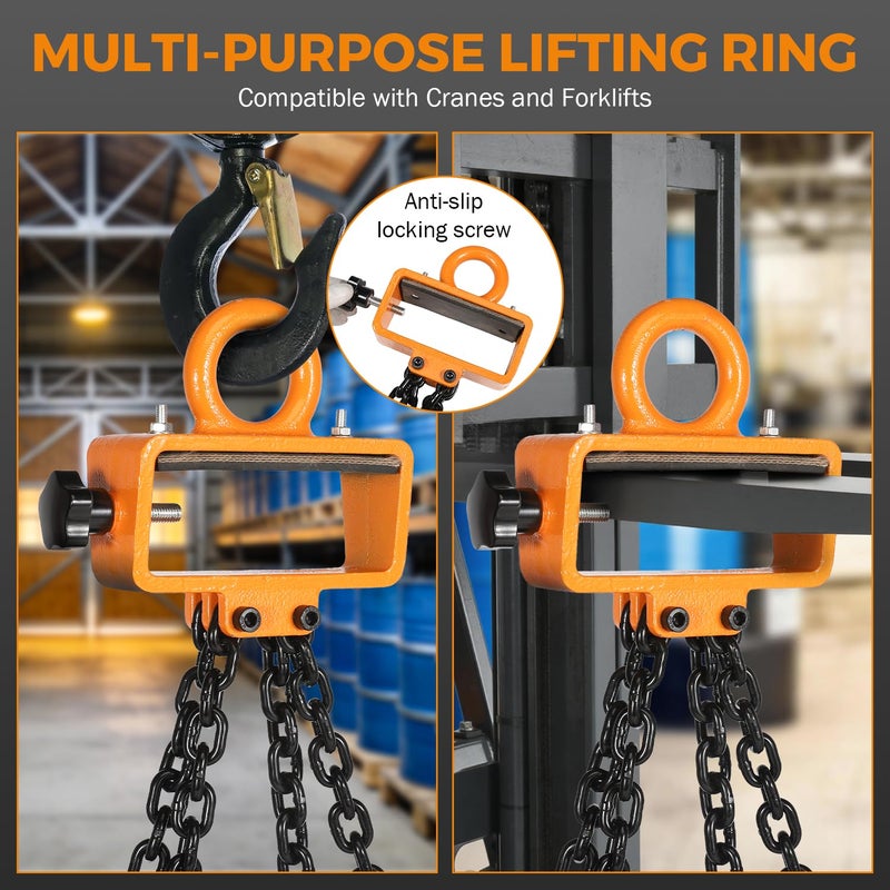 BEAMNOVA Upgraded Chain Drum Lifter, 2 Ton / 4400lbs Loading Capacity, for 55 Gallon Drums, Forklift Hoist Crane Metal Plastic Barrel Double Lifting Chains, 4 Hooks & Chains - Image 4