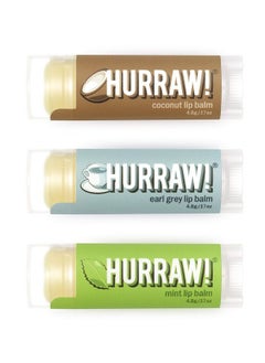 Hurraw! Coconut Earl Grey Mint Lip Balms 3 Pack Bundle: Organic Certified Vegan Cruelty And Gluten Free Nongmo 100% Natural Ingredients Bee Shea Soy And Palm Free Made In Usa  - Image 1