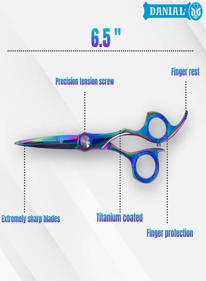 DANIAL 6.5" Stone Screw Titanium Coated 420C Japanese Stainless Steel Professional Barber Hair Cutting Scissors - Hair Cutting Scissors for Men and Women Multicolored - Image 3