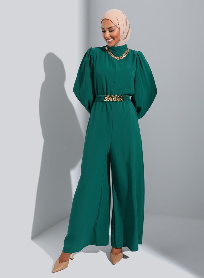 رفقة من مودانيسا جمبسوت واسع أرجل أخضر من رفقة مع حزام سلسلة - Image 2