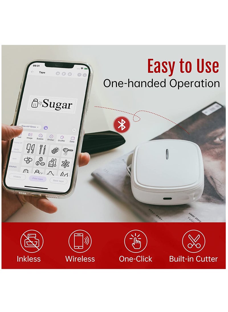 SYOSI - Portable Bluetooth Label Printer for Storage Shipping, Barcode Mailing Office Home Organizing, Sticker Maker Mini Label Maker with Multiple Templates(adhesive labels X2) - Image 1