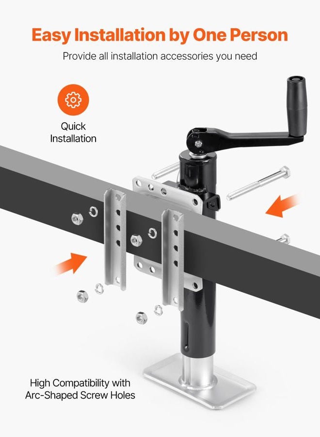 VEVOR Heavy Duty Trailer Jack, 2000 lbs Load Capacity, 10" Swivel Lift for RV, Horse, Utility & Yacht Trailers - Image 3